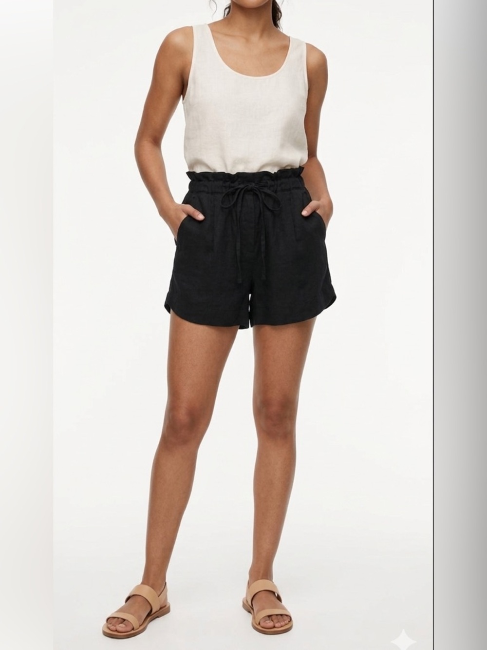 🔸Wilfred Paper Bag Linen Shorts Black Size  0 Mid-Rise Summer Wear
